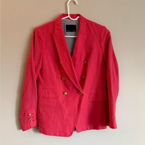 Banana Republic linen blend double-breasted blazer in a coral fully-lined size 2